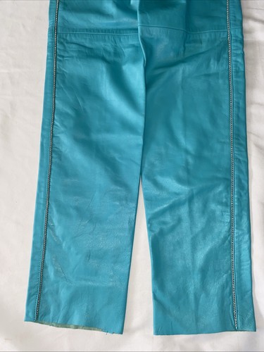 Michael Hoban North Beach Women's Teal Studded Leather Pants Women’s Size 6 - Picture 13 of 14