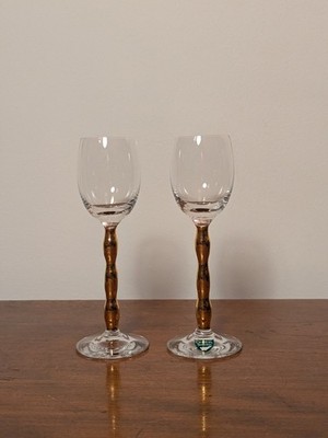 2 Likörgläser Schnapsglas Gunnar Cyrén Orrefors Sweden Gold Glas Vintage