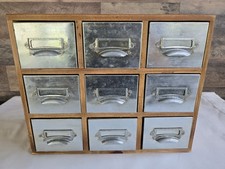 Gabinete organizador de almacenamiento boticario de metal de madera con 9 cajones estándar de tienda general