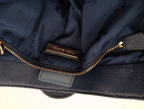 TORY BURCH Handtasche Leder Navy Blau Pebbled Gold Hardware - Bild 9 von 20
