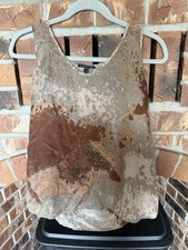 Eileen Fisher Brown  Tan Abstract Sleeveless 100 silk Tank Sz Small