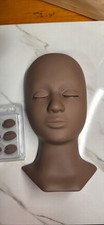 Practice Eyelash Extension Mannequin Head With Replacement Eyelids Brown