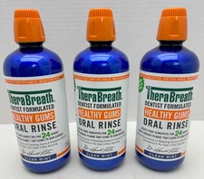 x3 TheraBreath Healthy Gums Oral Rinse Clean Mint 33.8oz BB: 6/2027