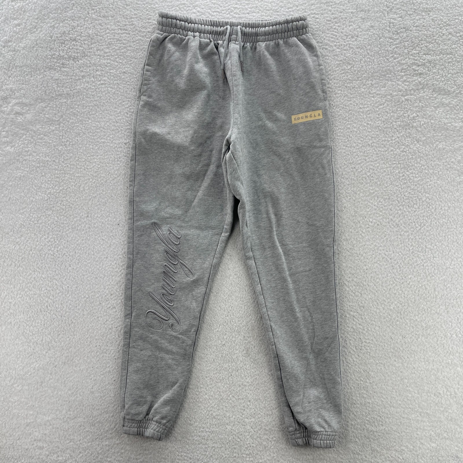 Youngla Sweatpants Men's Medium Gray Autograph Script Cuff Jogger Gym Comfort
