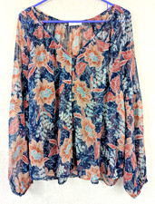 Lovestitch sz L Miles Away Chiffon Blouse nav...