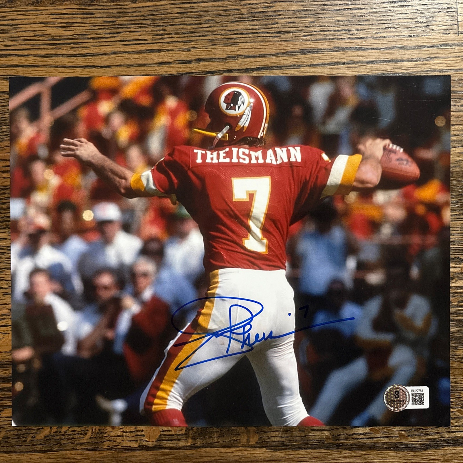 Joe Theismann Autographed Signed 8x10 PHOTO WASHINGTON REDSKINS STAR BECKETT BAS 