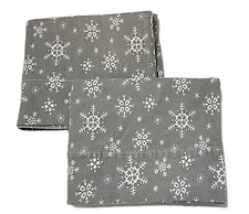 Set Of 2 Grey W/ White Snowflake Flannel Pillowcases. 19 X 30 Standard/ Queen