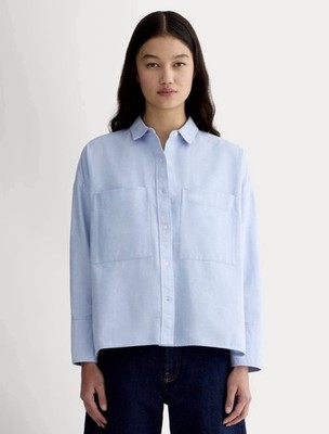 NWT Everlane The Boxy Oxford Light Blue Organic Cotton Button Shirt Size XS