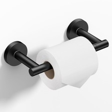 HITSLAM Toilet Paper Holder Wall Mount Matte Black, Double Post Pivoting Toil...