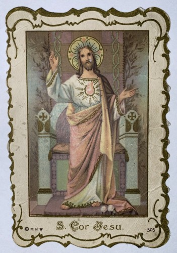 Antique & Vtg Religious Prayer Card Lot Die-Cut Italy Litho Jesus Patron Saints - 第 8/24 張圖片