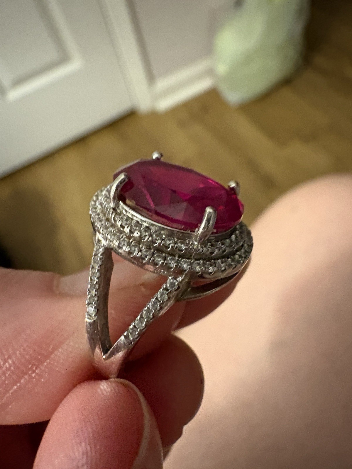 925 Sterling Silver Oval Ruby Ring (lab created) - image 5