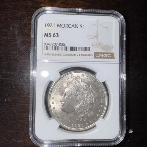 1921 Morgan Silver Dollar MS69 NGC Graded Brown Label Nice Coin