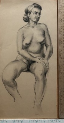 Vintage Original Classroom Study Pencil Drawing - Artist Carlyle Browning