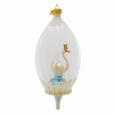Morawski White Swan In Globe Come Tree Ornament Delicate Style Lightly Glittered