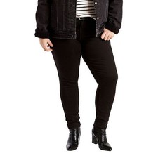 Levi's Plus Size 711 Stretch Mid Rise Skinny Jeans Women's 24W Black Button Zip