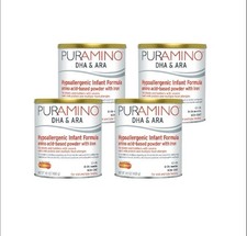 4 Cans Puramino DHA  ARA Hypoallergenic Infant Formula Powder 14.1OZ EXP 3027