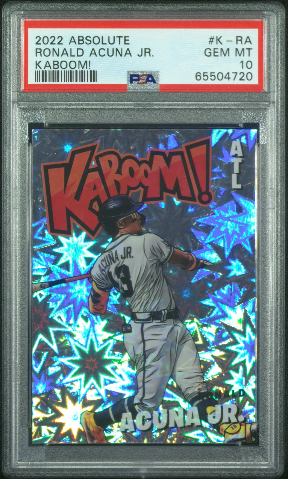 RONALD ACUNA JR. 2022 Panini Absolute Kaboom Case Hit SSP #K-RA PSA 10 Braves