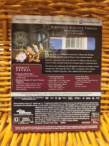 Beauty & the Beast (Blu Ray, 1991) Disney Movie Club Anniversary Exclusive New - Picture 2 of 2