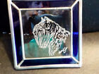 Bouvier hand engraved and signed glass panel , stained glass border