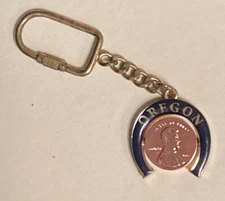 Oregon Horseshoe Faux Novelty Penny Cent Spinner Keychain Keyring