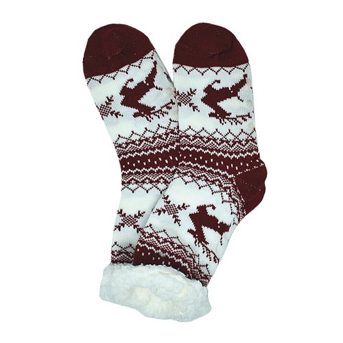 Women Winter Cozy Fuzzy Sherpa Fleece-lined Warm Thermal Non-Skid Slipper Socks - Picture 18 of 67