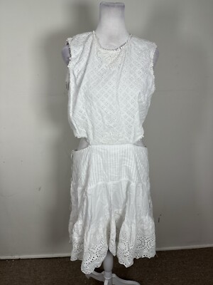 FRENCH CONNECTION Esse Cotton Eyelet Cutout Dress Size 8