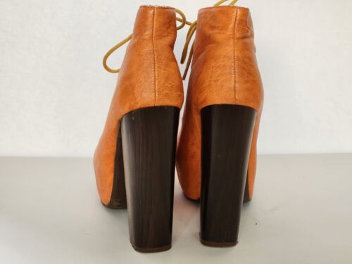 Vintage Brand Steampunk Platform Heeled Ankle Bootie Orange Lace-Up size 6.5 US - Picture 3 of 13