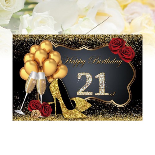 1PC Backdrop Happy 21st Birthday Balloons Printed Photography Background Cloth - Picture 8 of 12