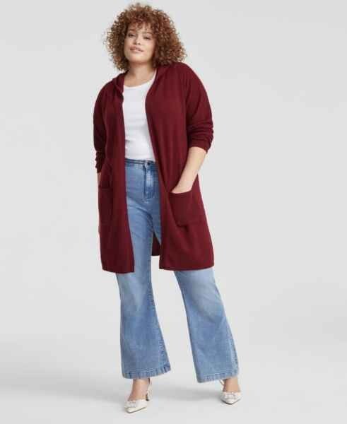 $199 Charter Club women's 100% Cashmere Open Front Hoodie Sweater - 2X -Crantini