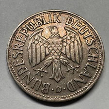 1950 Germany 1 Mark - D - Beautiful Coin - #A-042-B