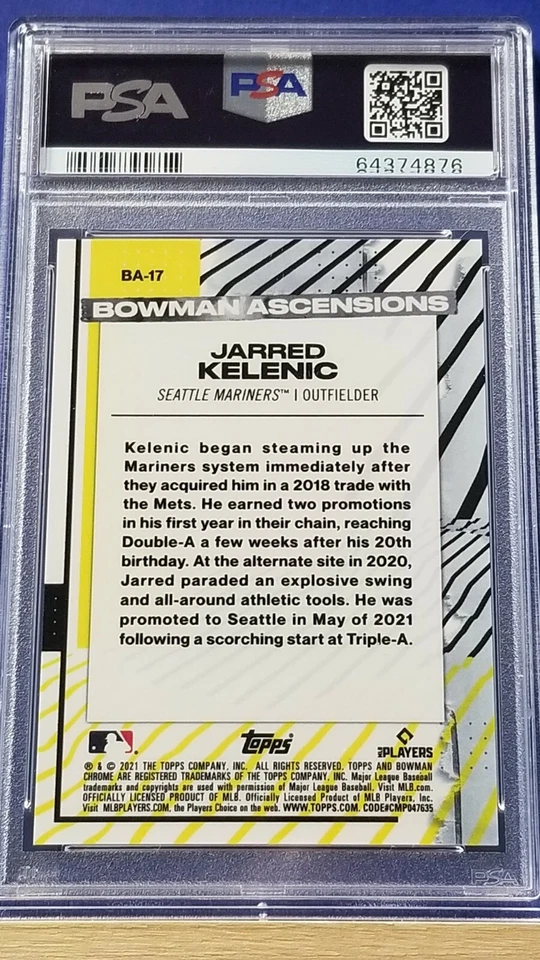 Jarred Kelenic - 2021 Bowman Chrome Bowman Ascensions Orange Refractor PSA 10 - Image 2 of 2