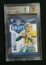 2016 Prestige Carson Wentz Draft Big Board Auto RC #2 SP /100 BGS 9 Mint 10 Auto