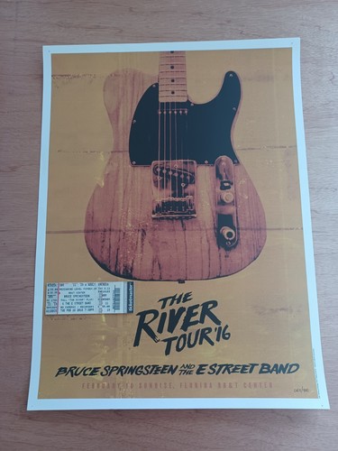 Bruce Springsteen 2016 Limited Numbered Tour Poster Florida Feb.16 c/w Ticket