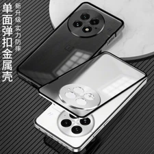 For OnePlus 13R, Luxury Phone Case Hybrid Metal Bumper Magnetic Back Glass Cover