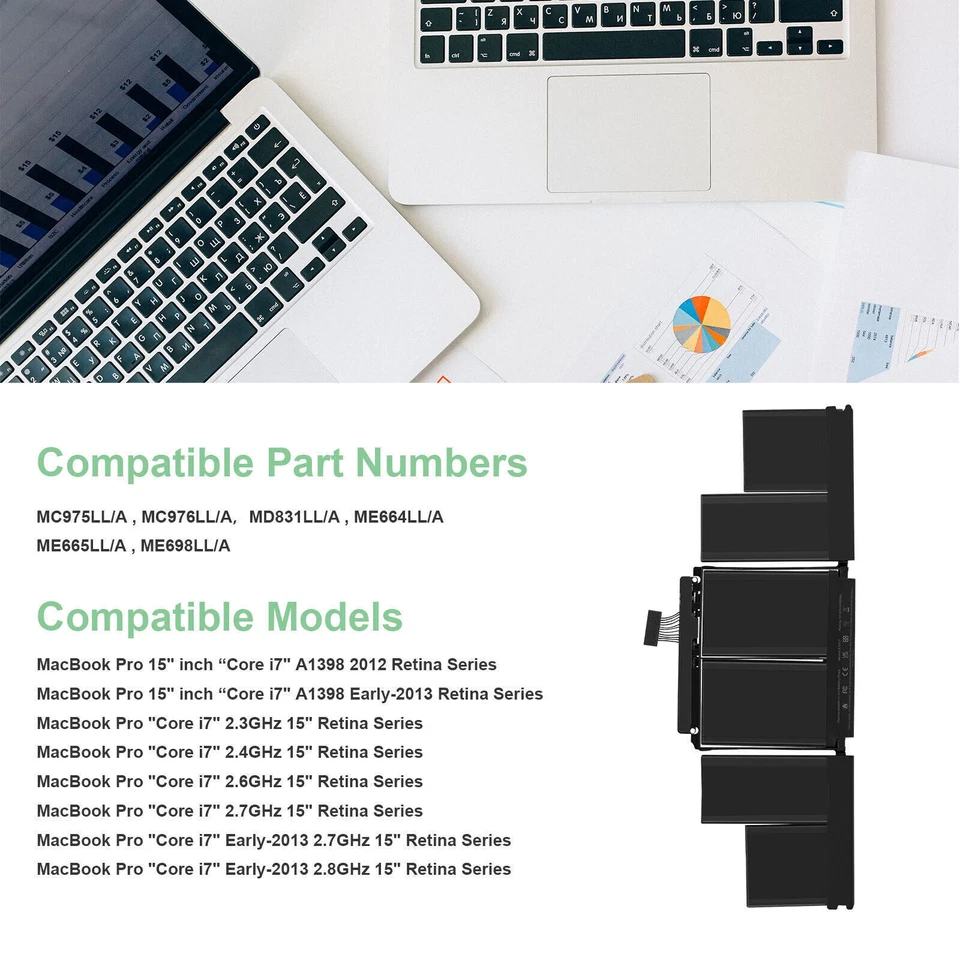 LOTE A1494 A1618 Batería Para Apple MacBook Pro 15" Retina A1398 (Mediados 2015,2014) Foto 4 de 4