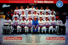 Eishockey Poster Hedos München Saison 1988-89 Aufstieg Jeff Mac Leod Jiri Kochta
