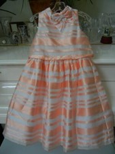 EUC GIRLS JANIE  JACK ANY OCCASSION PEARL PINK STRIPED ORGANZA DRESS SIZE 8