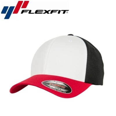 Flexfit 3-Tone Baseball Cap S/M Weiß Rot