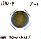 W@W 1910-p  Barber Dime, (  FINE !!!! ) FULL Liberty !!!!