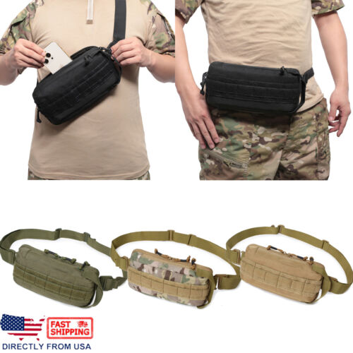 Tactical Fanny Pack Belt Waist Bag Cross body Sling Shoulder Travel Sport Pouch - Picture 1 of 13