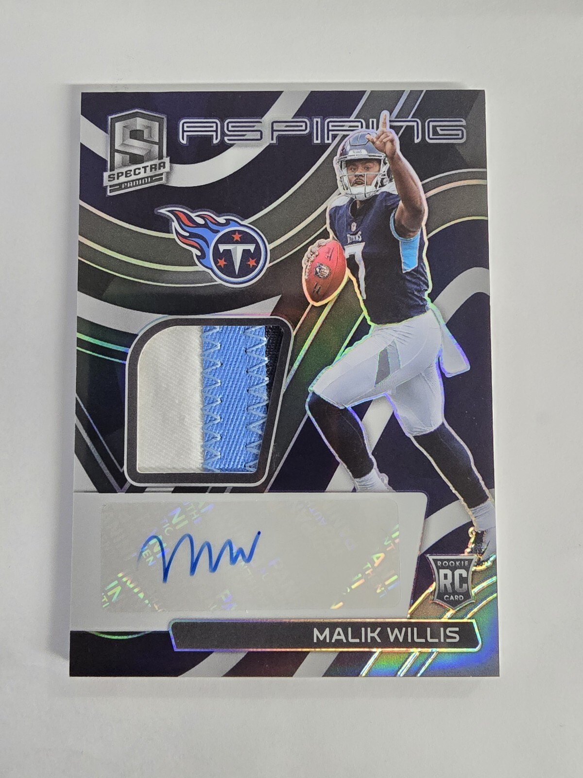 2022 Spectra MALIK WILLIS Aspiring RPA Rookie Patch Auto RC /99 TITANS