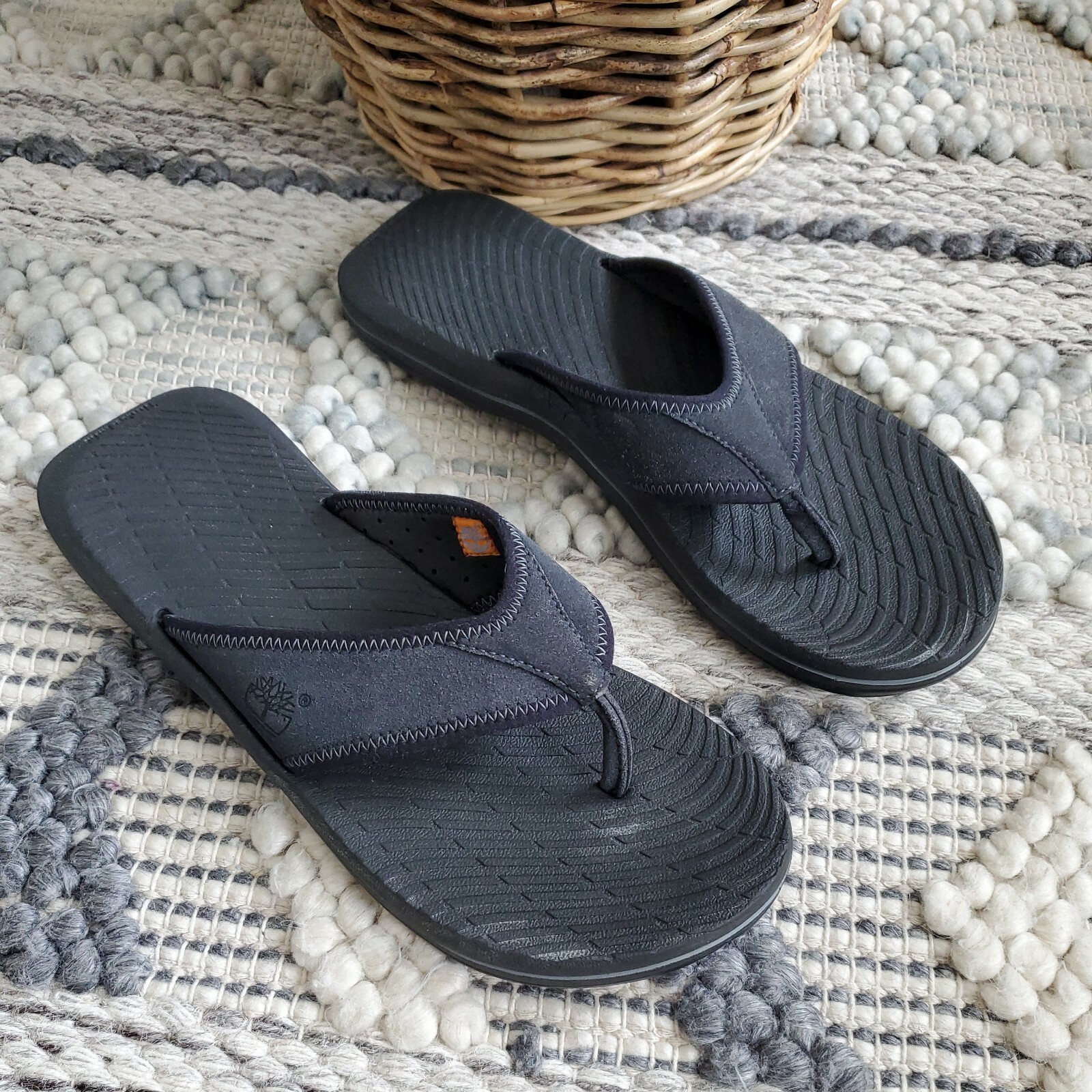 Timberland Thong Sandals Flip Flop Black Leather Upper Men's Sz 11M | eBay