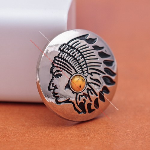 10X Silver Southwest Indian Head Turquoise Leathercraft Western Saddle Conchos - Picture 16 of 40