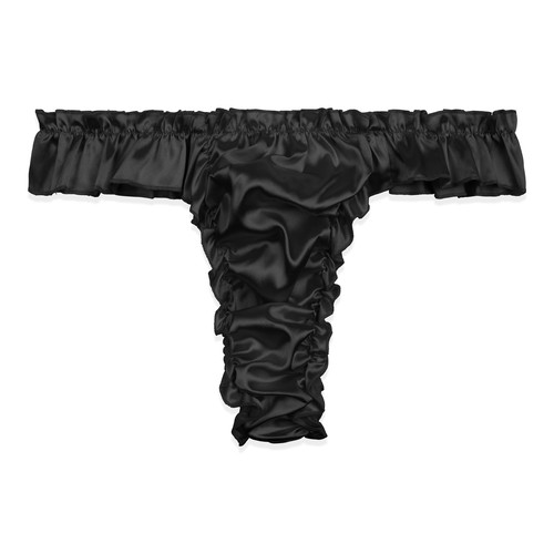 Satin Ruffle Low Rise Sissy Thong Tanga Knickers Briefs Panties for Men - Picture 9 of 30