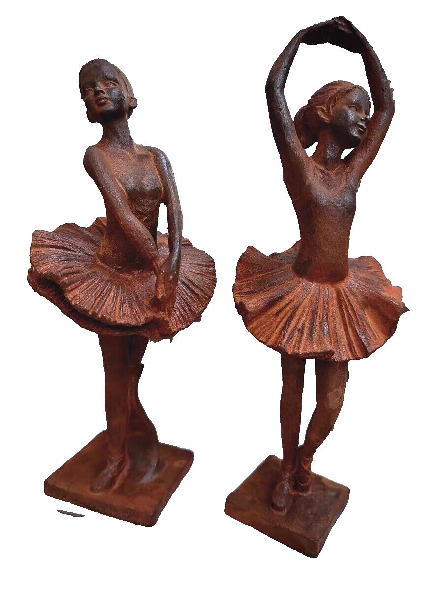 Dancing girl, cast iron, rust colored sculpture decoration