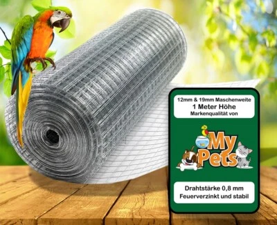 MYPETS® Volierendraht Silber Drahtgitter Verzinkt Drahtzaun Maschendraht Draht Voliere