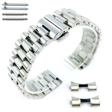 President Style Quick Release Curved End Replacement Metal Steel Watch Band 7051