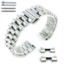 President Style Quick Release Curved End Replacement Metal Steel Watch Band 7051
