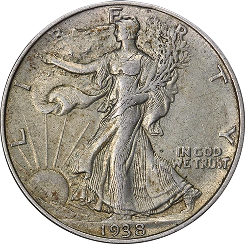 1938-P Walking Liberty Half Dollar - Nice Detail / Nice Luster - XF/AU