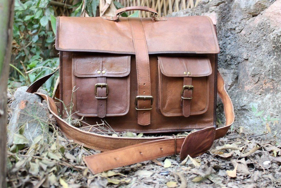 Maletín, bandolera, bolso de profesor, bolso escolar, bolso de cuero, encaje vintage Foto 2 de 4